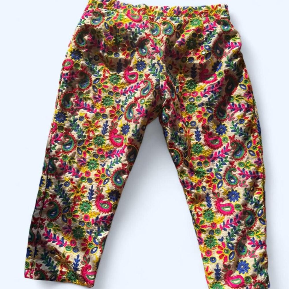 Vintage embroidered pants with multicolored